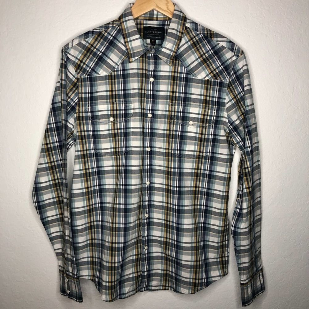 -Lucky Brand Men's Long Sleeve Santa Fe Western Shirt NWT M - Picture 2 of 10